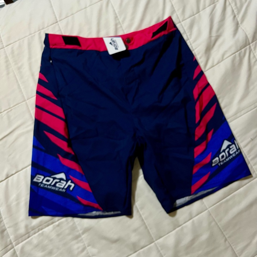 Borah Teamwear Blue and Pink Cycling Shorts with chamois, new with tags